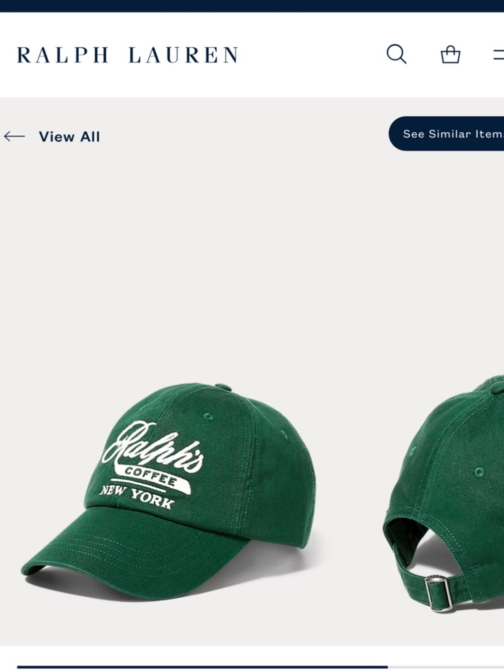 Ralph Lauren Ralph's Coffee Green Baseball Cap